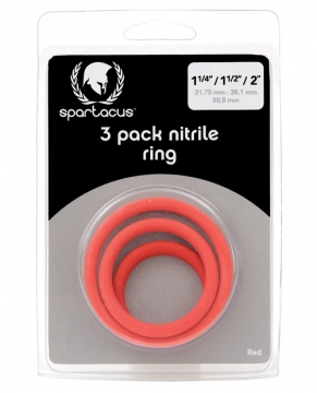 Nitrile Cock  Ring Set - Red Pack of 3