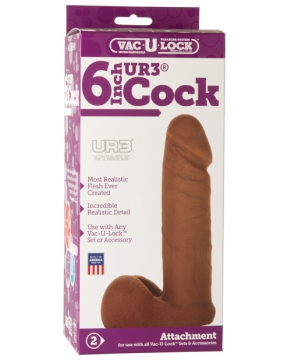 "Vac-U-Lock 6" Vac-U-Lock UR3 Cock Attachment - Brown"