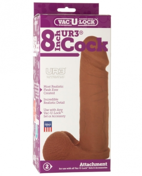 "Vac-U-Lock 8" Vac-U-Lock UR3 Cock Attachment - Brown"