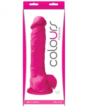 "Colours Pleasures Silicone 8" Dildo w/Suction Cup - Electric Pink"