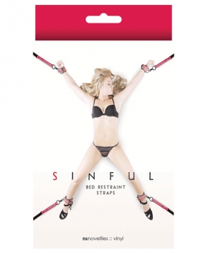 NS Novelties Sinful Bed Restraint Straps - Red