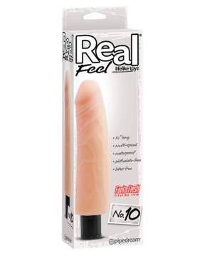 "Real Feel No. 10  Long 10" Waterproof Vibe - Flesh Multi Speed"