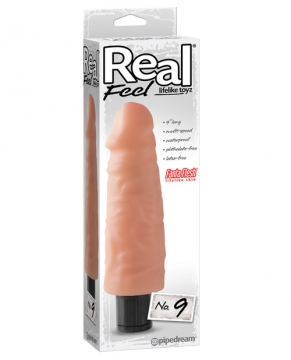 "Real Feel No. 9  Long 9" Waterproof Vibe - Flesh Multi Speed"