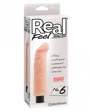 "Real Feel No. 6  Long 8" Waterproof Vibe - Flesh Multi Speed"