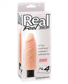 "Real Feel No. 4  Long 6" Waterproof Vibe - Flesh Multi Speed"