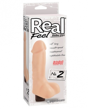 "Real Feel No.2 Long 8" Waterproof Vibe - Flesh Multi Speed"