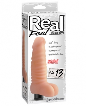 "Real Feel No. 13  Long 8.5"  Waterproof Vibe -  Fleash Multi Speed"
