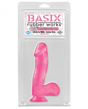 "Basix Rubber Works 6.5" Dong w/Suction Cup - Pink"