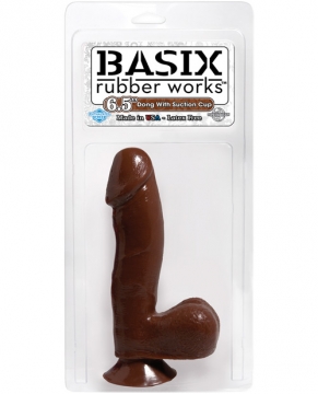 "Basix Rubber Works 6.5" Dong w/Suction Cup - Brown"