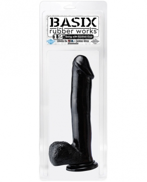 "Basix 12" Dong w/Suction Cup - Black"