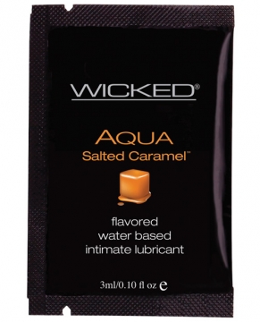 Wicked Sensual Care Collection Aqua Waterbased Lubricant - 3 ml Packet Salted Caramel