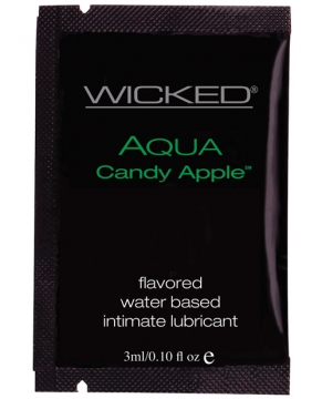 Wicked Sensual Care Collection Aqua Waterbased Lubricant - 3 ml. Packet Candy Apple