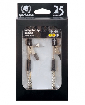 Adjustable Alligator Nipple Clamps w/Silver Chain