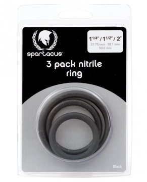 Nitrile Cock  Ring Set - Black Pack of 3