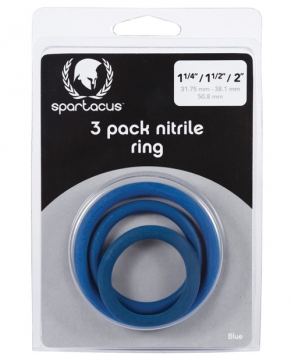 Nitrile Cock Ring Set - Blue Pack of 3