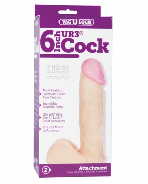 "Vac-U-Lock 6" Cock & Balls Ur3 Attachment - Natural"