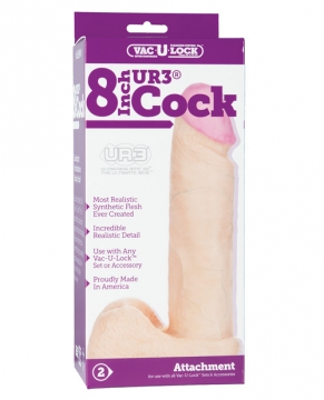 "Vac-U-Lock 8"Cock & Balls Ur3 Attachment - Natural"