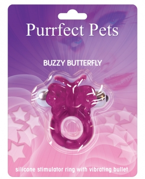 Purrfect Pet Buzzy Butterfly Stimulating Pleasure Ring - Purple