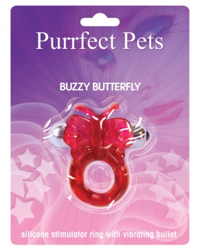Purrfect Pet Buzzy Butterfly Stimulating Pleasure Ring - Magenta