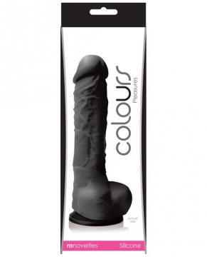 "Colours Pleasures Silicone 5" Dildo w/Suction Cup - Black"