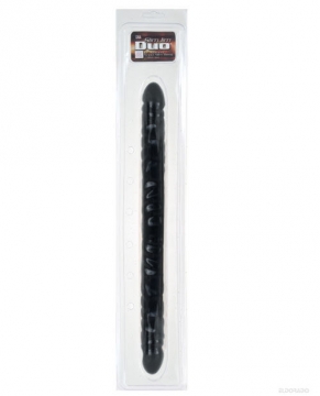 "17" Slim Jim Duo Veined Super Slim Double Dong - Black"