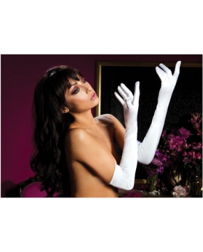 Satin Opera Length Gloves White O/S